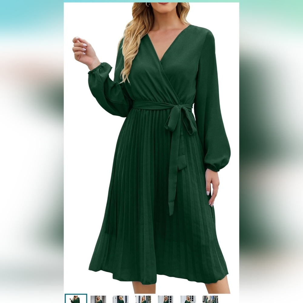 Green Pleated Dress